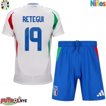 Camiseta Italia Mateo Retegui #19 Visitante Equipación para niños Eurocopa 2024 manga corta (+ pantalones cortos)